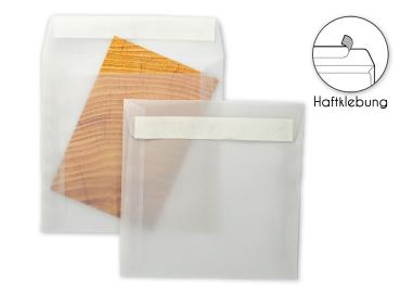 Transparent-Briefumschlag 16x16cm Haftklebung in transparent-weiss