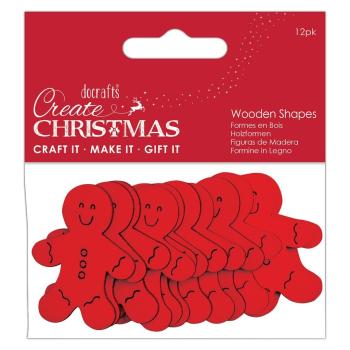 Papermania "Create Christmas Wooden Shapes Gingerbread Men Red" (12Stk) Holzteile