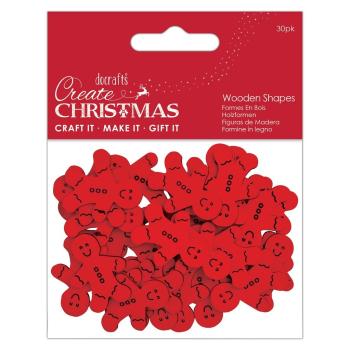 Papermania "Create Christmas Wooden Shapes Mini Gingerbread Men Red" (30Stk) Holzteile