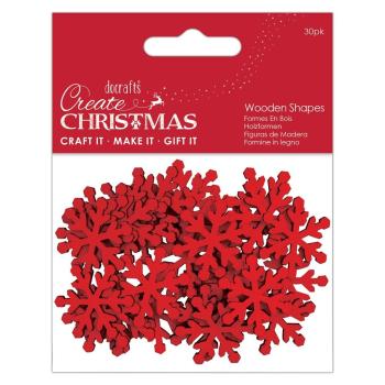 Papermania "Create Christmas Wooden Shapes Mini Snowflakes Red" (30Stk) Holzteile