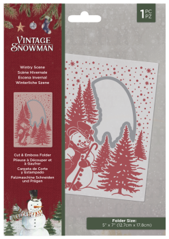 Crafters Companion -Vintage Snowman Cut and Emboss Folder Wintry Scene Cut & Emboss - Prägefolder