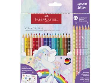 Faber Castell - "Colour Grip Water-soluble & Sparkle Pastel Pencils" 24 Buntstifte