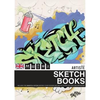 Docrafts - Skizzenbuch "Graffiti Tattoo" Artiste Sketchbooks A4 - 3-teiliges Set je 40 Seiten