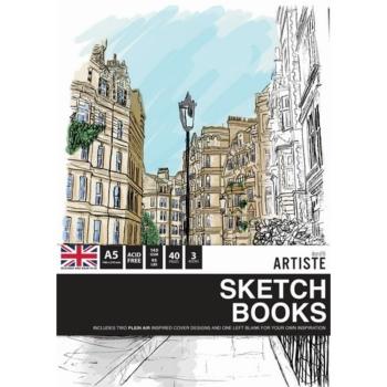 Docrafts - Skizzenbuch "Plein Air" Artiste Sketchbooks A5 - 3-teiliges Set je 40 Seiten