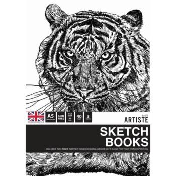 Docrafts - Skizzenbuch "Tigers" Artiste Sketchbooks A5 - 3-teiliges Set je 40 Seiten