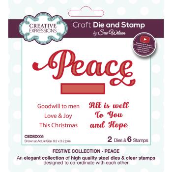 Creative Expressions - Stempelset & Stanzschablone "Festive Collection Peace" Clear Stamps & Craft Dies