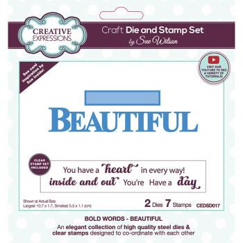 Creative Expressions - Stempelset & Stanzschablone "Bold Words Beautiful" Clear Stamps & Craft Dies