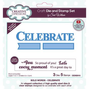 Creative Expressions - Stempelset & Stanzschablone "Bold Words Celebrate" Clear Stamps & Craft Dies