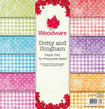 Woodware - Designpapier "Dotty And Gingham " Paper Pad 8x8 Inch - 24 Bogen 