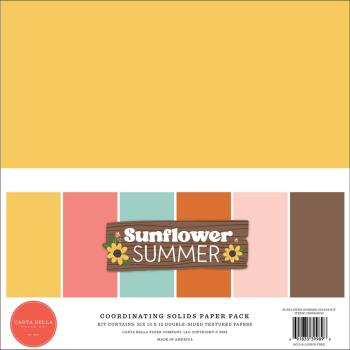 Carta Bella - Cardstock "Sunflower Summer" Coordinating Solids Paper Pack 12x12 Inch - 6 Bogen