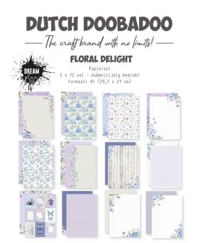Dutch Doobadoo - Designpapier "Floral Delight" Paper Pack 29,7x21cm - 12 Bogen