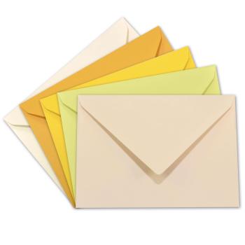 Sortiment "Gelbtöne" 25x Briefumschläge in 5 Farben DIN C6 - farbig sortiert
