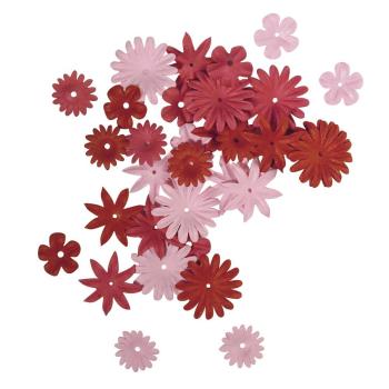 Papier-Blütenmischung Rot-/Rosétöne - 1,5-2,5cm 36 Stück
