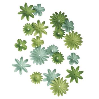 Papier-Blütenmischung Grüntöne - 1,5-2,5cm 36 Stück