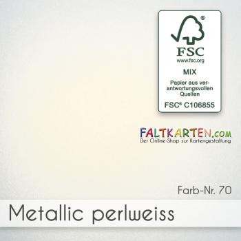Faltkarte mit Briefumschlag DIN A5 in metallic perlweiss