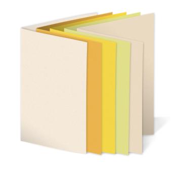 Sortiment "Gelbtöne" 25x Faltkarten in 5 Farben DIN B6 - farbig sortiert