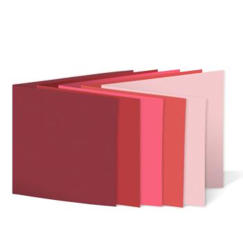 Sortiment "Rottöne" 25x Faltkarten in 5 Farben Format 15x15cm - farbig sortiert