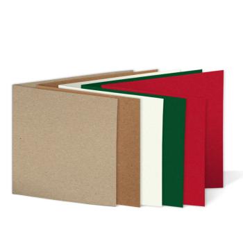 Sortiment "Weihnachten" 25x Faltkarten in 5 Farben Format 15x15cm - farbig sortiert