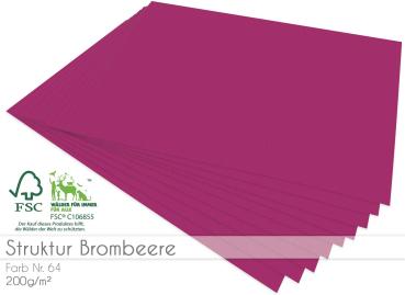 Cardstock "Struktur" - Bastelpapier 200g/m² DIN A4 in struktur brombeere