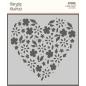 Preview: Simple Stories Simple  Happy Hearts Stencil Floral Heart  - Schablone