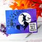 Preview: Picket Fence Studios - Schablone "Flying Witch" Stencil 6x6 Inch