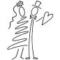 Preview: Holz-Stempel "Brautpaar beschwingt" 6x7 cm