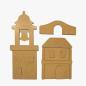 Preview: Stamperia - Holzteile "Silent Sea Village Bell Tower and Bridge Landscape" MDF Crafty Shapes Blanks
