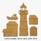 Preview: Stamperia - Holzteile "Silent Sea Village Lighthouse Landscape" MDF Crafty Shapes Blanks