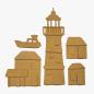 Preview: Stamperia - Holzteile "Silent Sea Village Lighthouse Landscape" MDF Crafty Shapes Blanks