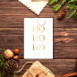 Preview: Weihnachtskarte Ho Ho Ho weiss