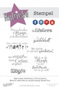Kulricke Stempelset "Einhorn Text Set #2" Clear Stamp
