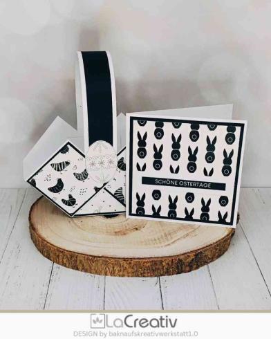 LaCreativ - Designpapier "Ostern Black & White" Paper Pack 6x6" - 24 Bogen