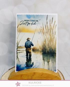 Preview: Kulricke Stempelset "Anglerglück Schrift" 10x10cm Clear Stamp 