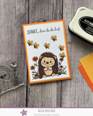 Preview: Kulricke Stempelset "Igel im Blumenbeet"  A7 Clear Stamp