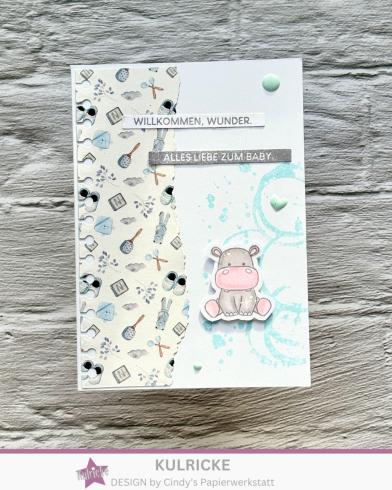 Preview: Kulricke Stempelset "Zum Baby Label" A7 Clear Stamp