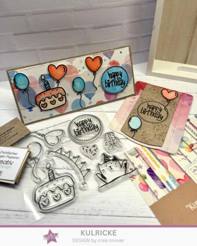 Preview: Kulricke Stempelset "Kleine Geburtstagsparty" 10x10cm Clear Stamp 