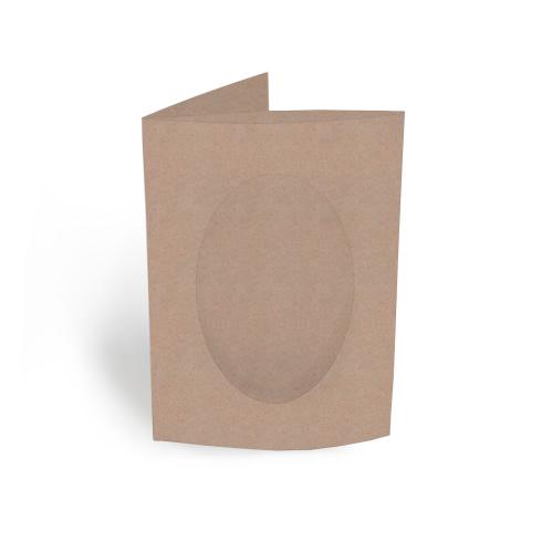 Passepartoutkarte oval 3-Fach DIN A6 in kraft rose