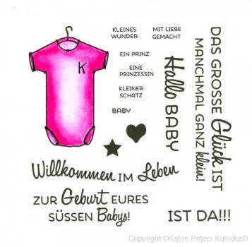 Stempelset "Baby-Strampler" Clear Stamps - 14 Stempel