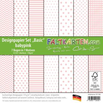 Designpapier 12"x12" 170gr "Basic Set" in babypink