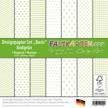 Designpapier 12"x12" 170gr "Basic Set" in lindgrün