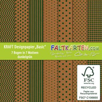 Designpapier - Kraftpapier 12"x12" 170gr "Basic Set" in dunkelgrün