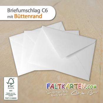Briefumschlag DIN C6 120g/m² oF Nassklebung in weiss mit Büttenrand