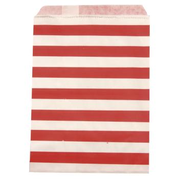 Papiertüten rot gestreift 25 Stück 12,9x16,8cm Lebensmittelecht