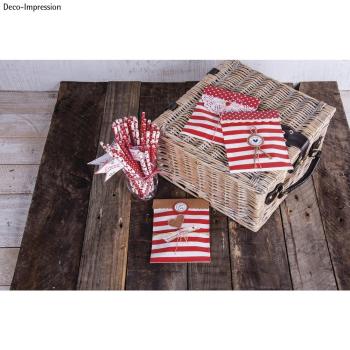 Papiertüten rot gestreift 25 Stück 12,9x16,8cm Lebensmittelecht