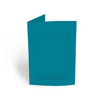 Passepartoutkarte rechteck 3-Fach DIN B6 in struktur karibikblau