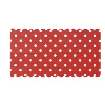 Lasche zum Verschließen v. Papiertütchen, 13x7cm, rot mit Punkten Lasche zum Verschließen v. Papiertütchen, 13x7cm, rot mit Punkten