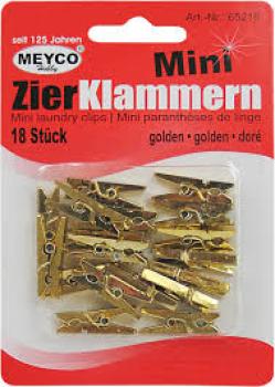 Mini-Zierklammern 18 Stück aus Kunststoff, gold, 25mm