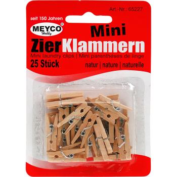 Mini-Zierklammern 25 Stück aus Holz, natur, 25mm