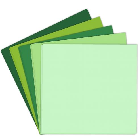 Farbkartonset "Grüntöne" 20x Cardstock in 5 Farben Format 12x12 - farbig sortiert