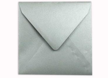 Briefumschlag 16x16cm in metallic-platin, 120g, ohne Fenster, Nassklebung